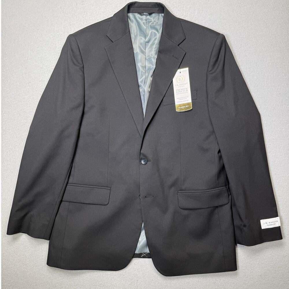 Haggar Men's Classic Fit Premium Stretch Suit Jacket black 42R $220
